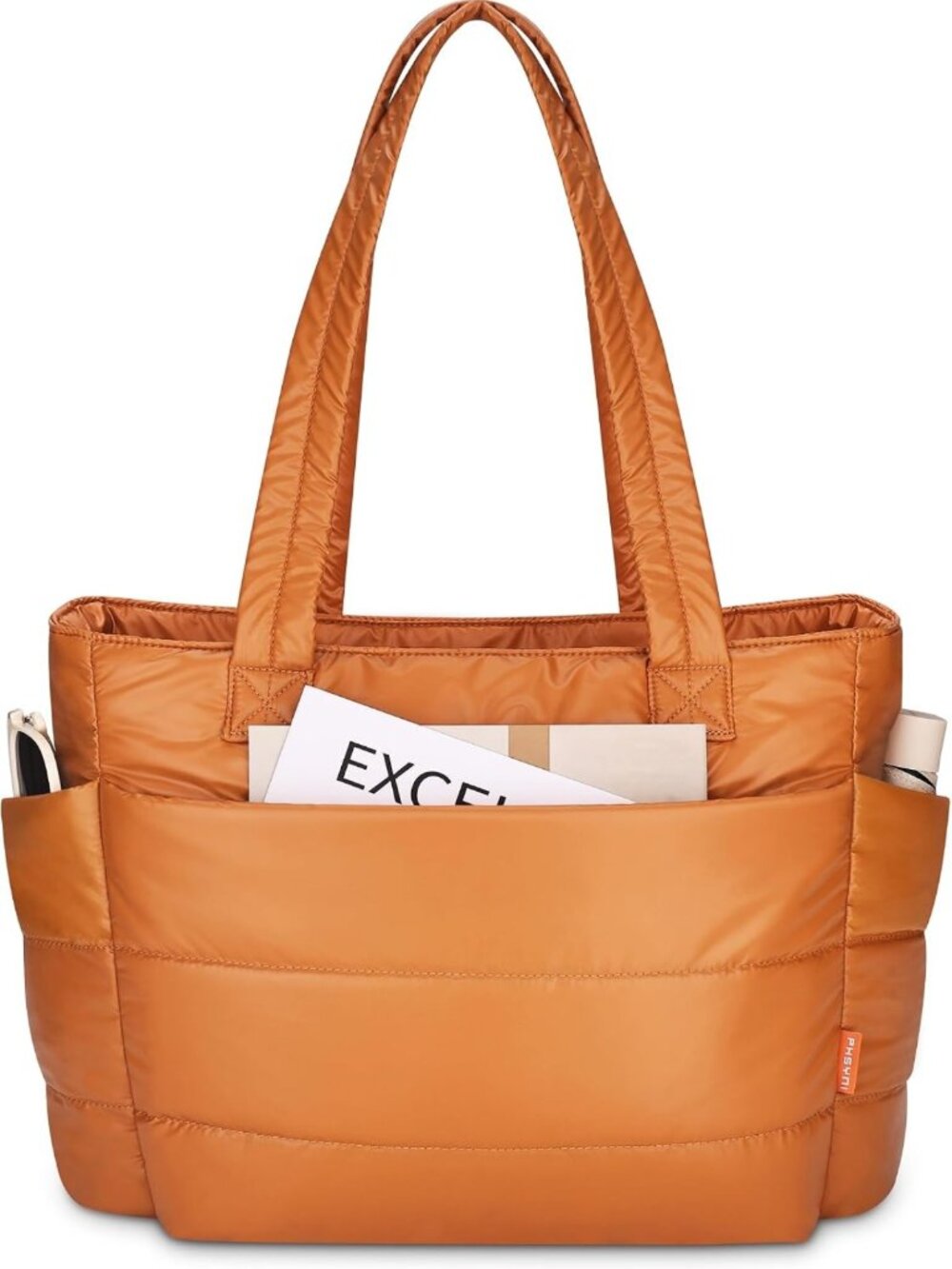 Shiny Puffy Tote Bag for Women,with Zippered Compartments Shoulder Bag